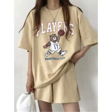 批发两件套装女<b class='q'>大码</b>韩版夏休闲<b class='q'>运动服</b>卡通短袖短裤女装ins潮