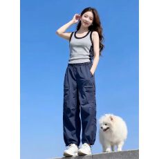 批发夏季美式运动<b class='q'>套装</b>女百搭撞色无袖背心宽松<b class='q'>休闲</b>束脚速干裤子两件套
