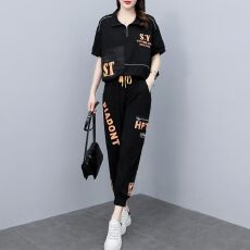 批发休闲运动套装女2026夏季新款宽松显瘦短袖束脚裤两件套