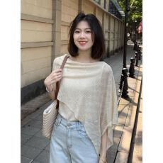 批发韩系不规则披肩假两件针织罩衫夏季宽松显瘦温柔时尚<b class='q'>防晒</b>上衣女
