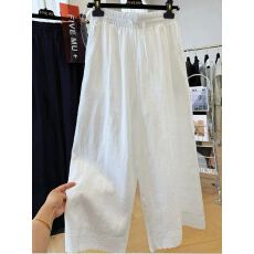 批发【有内衬】蕾丝花边<b class='q'>棉麻</b>休闲<b class='q'>裤</b><b class='q'>女</b>夏季新款高腰直筒阔腿长<b class='q'>裤</b>子