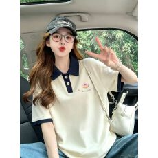 批发珠地短袖t恤女夏2026年印花<b class='q'>韩版</b>潮翻领上衣大码女装300斤