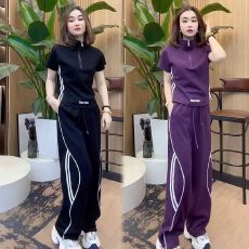 批发夏日绝美穿搭套装女<b class='q'>时尚</b>韩系高级感休闲运动灰色短袖阔腿裤两件套