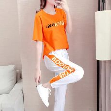 批发仿棉韩版新款夏装运动服女2026时尚休闲大码宽松显瘦运动服二件套