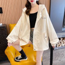 批发【实拍 65鱼鳞布】大码女装2026新款连帽薄款夹克卫衣工装外套女