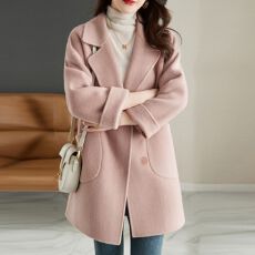 批发毛呢外套女中长款秋冬新款小个子气质宽松<b class='q'>时尚</b>呢子大衣
