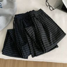 批发（原版面料）特<b class='q'>大码</b>300斤薄款复古格子裤女韩版直筒格子裤