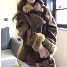 批发秋冬毛袖毛领呢子大衣女2026新款毛呢外套独特超好看加厚韩系短款