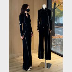 批发高级感时尚休闲运动套装女<b class='q'>春</b>秋新款修身卫衣阔腿裤两件套