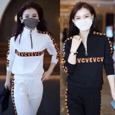 批发2026早秋新款时尚套装女时髦半拉链卫衣洋气运动服两件套