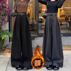 批发灰色阔腿裤<b class='q'>女</b>秋冬季新款<b class='q'>西装裤</b>高级感垂感宽松高腰直筒休闲长裤子