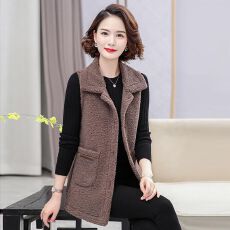 批发2026妈妈春秋冬新款翻领修身显瘦马甲女背心外套中青年羊羔绒马夹