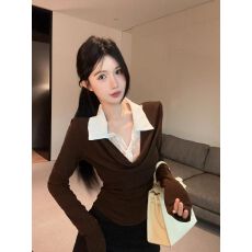 批发【1*1螺纹德绒270克】独特漂亮蕾丝<b class='q'>衬衫</b>长袖t恤女上衣打底