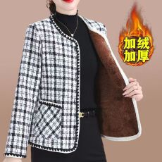 批发时尚<b class='q'>妈妈</b>装百搭短款小香风<b class='q'>外套</b>中年女秋冬装新款加绒保暖上衣开衫