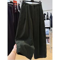批发欧棉绒复真超 大码300斤加绒灯芯绒休闲裤女秋冬<b class='q'>哈伦裤</b>松弛感裤子