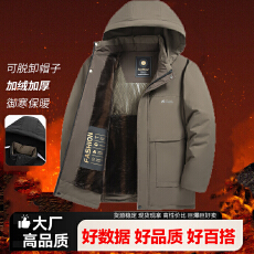 批发2025年新款男士加厚保暖休闲棉衣青年宽松厚实连帽时尚棉服外套潮