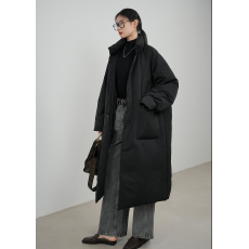 批发HYF时髦廓形风衣新款加厚羽绒棉服外套女长款过膝冬立翻领大衣