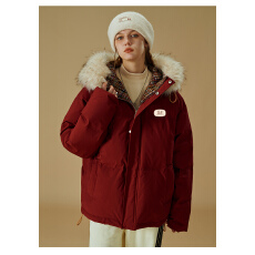 批发<b class='q'>明星</b>同款ER小香风毛领连帽羽绒服保暖棉衣派克服外套棉服