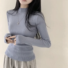 批发有货 韩国chic半高领套头短款毛衣女内搭<b class='q'>修身</b>紧身长袖打底针织衫