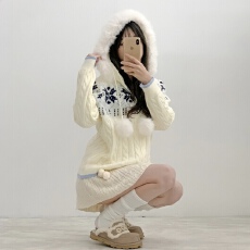 批发有货 韩国chic连帽针织外套女装秋季超好看慵懒宽松长袖<b class='q'>开衫</b>上衣