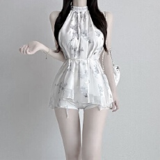 批发有货 <b class='q'>韩国</b>chic挂脖连衣裙修身心机无袖上衣