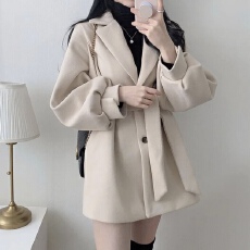 批发有货 <b class='q'>韩国</b>chic绑带气质小个子西装中长款外套