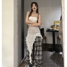 批发2025<b class='q'>夏</b>季新款清透甜心不规则荷叶边微透抹胸上衣辣妹抹胸女ins