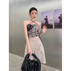 批发2025交叉绑带抹胸打底辣妹上衣小吊带背心女内搭设计感小众外穿