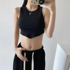 批发不规则下摆吊带<b class='q'>背心</b>女短款紧身夏新款辣妹装纯欲内搭外穿<b class='q'>露</b><b class='q'>脐</b>