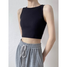 批发螺纹莫代尔性感<b class='q'>露</b><b class='q'>脐</b><b class='q'>吊带</b><b class='q'>背心</b>女无袖内搭运动短款上衣打底衫外穿