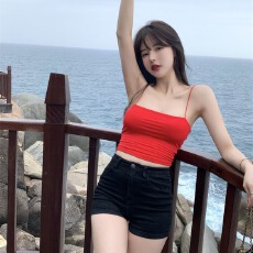 批发<b class='q'>露</b><b class='q'>脐</b>短款抹胸白色小<b class='q'>吊带</b><b class='q'>背心</b>女夏季防走光修身内搭打底衫上衣ins