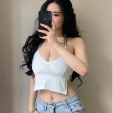 批发纯欲风辣妹高腰上衣小众链条挂脖V领小心机吊带<b class='q'>露</b><b class='q'>脐</b>短款<b class='q'>背心</b>女夏