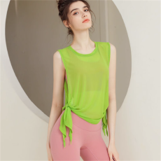批发外搭透视无袖运动跑步背心女<b class='q'>夏季</b>露肩新款瑜伽服防晒罩衫健身上衣