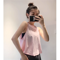 批发性感美背宽松无袖背心女<b class='q'>夏季</b>时尚百搭开叉运动瑜珈服罩衫健身上衣