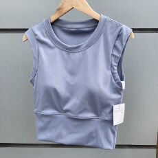批发透气带胸垫瑜伽服无袖<b class='q'>t</b><b class='q'>恤</b>女夏季薄款可外穿跑步运动健身背心上衣
