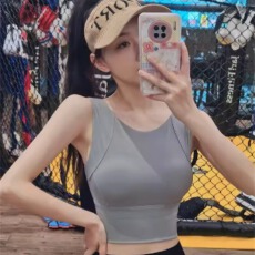 批发运动防震背心内衣女<b class='q'>夏季</b>新款带胸垫瑜伽服收副乳跑步透气健身上衣