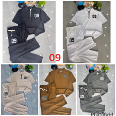 非洲外贸拉链短袖长裤套装