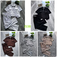 非洲外贸拉链短袖长裤套装