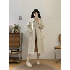 批发实拍夹棉加厚毛呢外套女2025秋冬赫本风<b class='q'>中长款</b>胖mm大衣韩系小个子