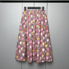 批发liberty同款平替80S高密纯棉郁金香油画松紧腰双侧大口袋伞裙