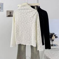 批发26新款春季冬季简约设计感气质提花<b class='q'>打底衫</b>女日常百搭