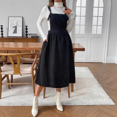 批发跨境亚马逊欧美大码女式时尚优雅气质宽松背带<b class='q'>连衣裙</b>