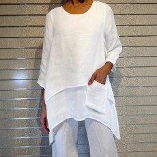 批发跨境亚马逊欧美大码女士纯色层次拼接口袋不对齐设计感单件上衣