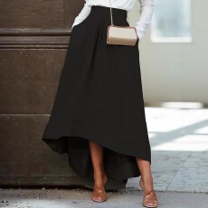 批发跨境亚马逊欧美大码纯色优雅气质百搭通勤职场女士半身裙