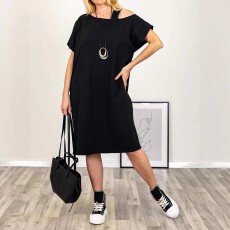 批发欧美跨境亚马逊夏季时尚百搭<b class='q'>大码</b><b class='q'>连衣裙</b>气质日常穿搭简约黑色裙子