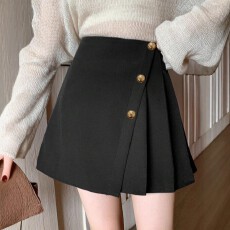 批发欧美跨境亚马逊大码女士时尚休闲百搭气质不对称纽扣设计半身裙