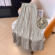 批发欧美跨境亚马逊大码女士休闲简约舒适<b class='q'>通勤</b>条纹半身裙