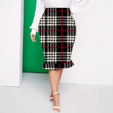 批发亚马逊夏季新款撞色修身半身裙优雅包臀女裙大码欧美跨境商务中裙