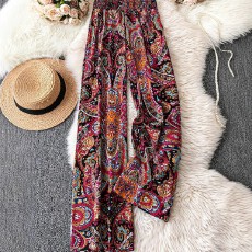 批发亚马逊欧美时尚优雅气质显身材高腰宽松直筒大码女士阔腿裤