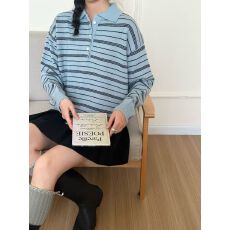 秋冬百搭基础条纹针织衫女毛衣上衣